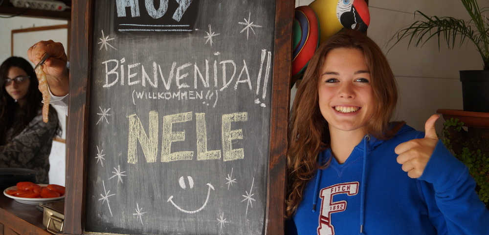 Ein Willkommensgruß für Nele von ihrer Gastfamilie