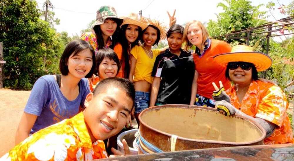 Anja bei der Wasserschlacht an Neujahr